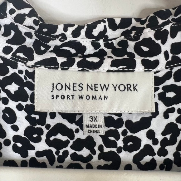 Jones New York Animal Print Plus Size Button Down Loose Flowy Blouse Top Sz 3X - Picture 8 of 13